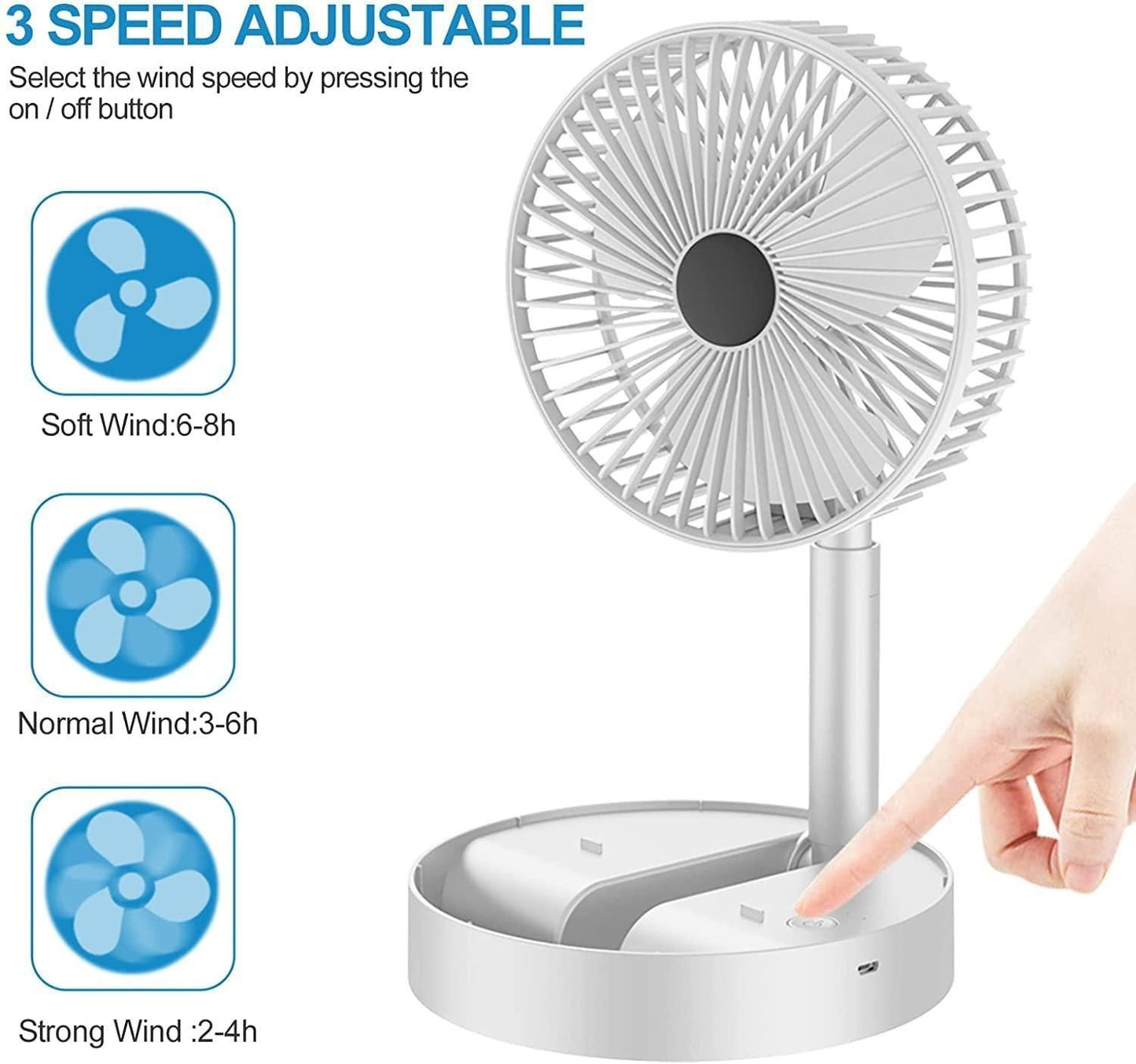 Powerful Rechargeable High Speed Table Desk Fan