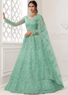 Women's Embroidered Semi Stitched Thread Work Lehenga Choli